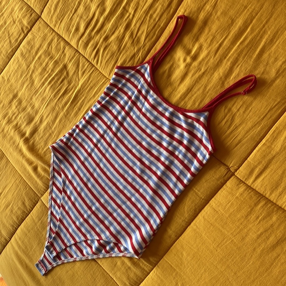 Red, white, and blue striped top